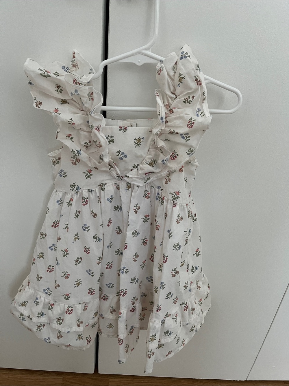 Janie and Jack White Floral Ruffle Cotton Dress